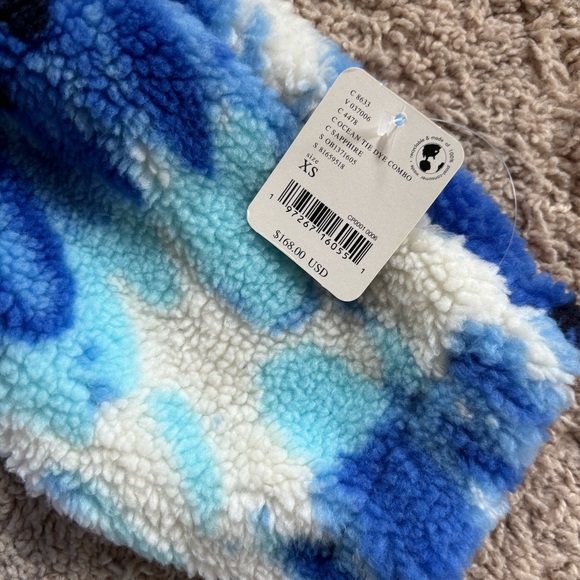 NWT! Free People Rocky Ridge Fleece Pullover in Ocean Tie Dye / Size XS - Picture 9 of 10